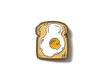 Fried Egg on Toast - Enamel Lapel Pin - Breakfast Brunch Food Lapel Pin - Sunny Side Up Egg Illustration - Bread Enamel Pin