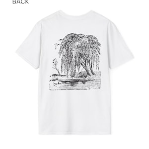 Black & White Willow Tree Cotton T-Shirt | Back and Dront Willow Tree Graphic Tee | Unisex Casual Shirt | Nature Lover Apparel | Tree Lover