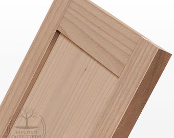 Alder Shaker Cabinet Door, Custom Size, Unfinished, Clear Coat or Stained