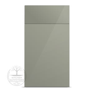 May include: A smooth, light green cabinet door with a subtle sheen. The door is made of a high-quality material and has a modern, minimalist design.