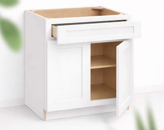 Double Door with Drawer Base Cabinet - Slant Shaker - 34.5Hx24D