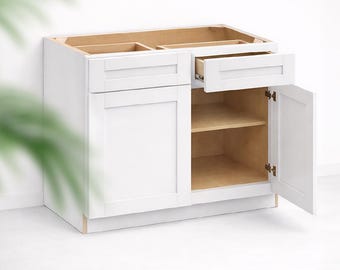 Double Door Two Drawers Base Cabinet - Slant Shaker - 34.5Hx24D