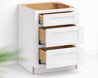 Three Drawers Base Cabinet - Slant Shaker - 34.5Hx24D