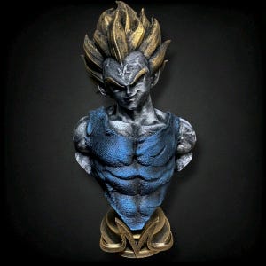 Vegeta 3D Printed Hand Painted Statue Decor