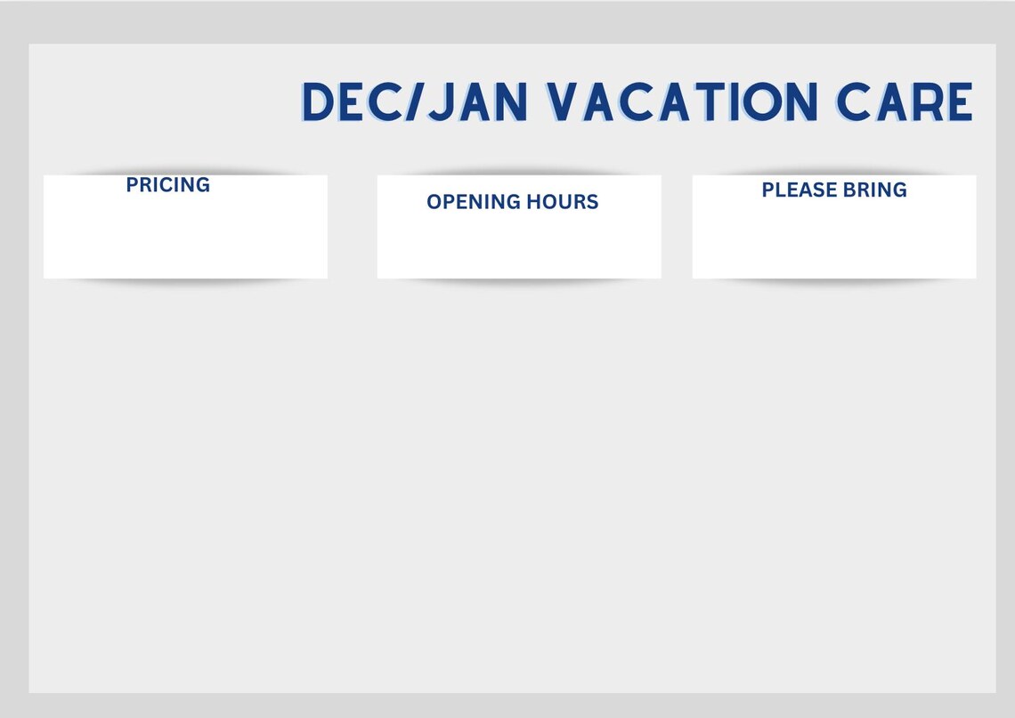 Vacation Care Template OSHC OOSH School Holidays Planner Summer Camp ...