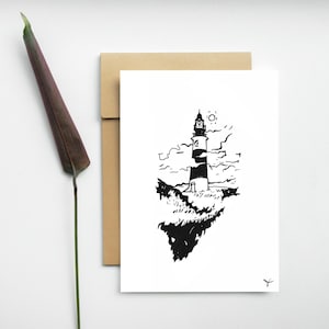 Carte Postale -Le phare- Petite illustration -Print - A6 -Décoration minimaliste 10,5x14,8cm - Idée cadeau -Carte anniversaire ou événement