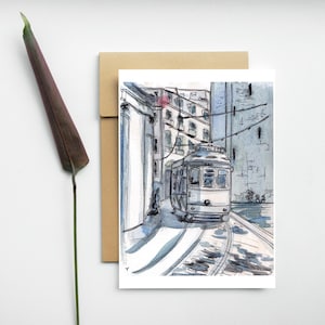 Carte postale -Lisbonne carte postale- Illustration Lisbonne - Print Lisbonne - impression souvenir Lisbonne - décoration murale -aquarelle