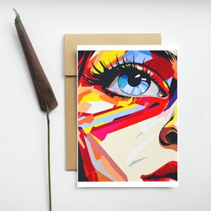 Carte postale - Fenêtre de l’âme- Œil Pop art -Œil street art- Peinture acrylique- Illustration Print Art - A6 - 10,5x14,8cm - Anniversaire