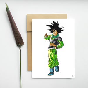Carte postale - Sangoku - Dragon Ball z - décoration murale - carte décoration - fan art - dessin manga anime - illustration Sangoku- print