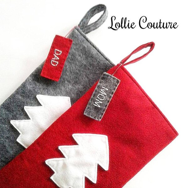 Classic Modern Wool Felt Christmas Stockings, Unique felt stocking, simple felt stocking, Christmas Stocking set, Christmas stocking for men