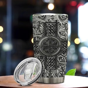 20oz Viking-Themed Stainless Steel Insulated Tumbler - Perfect Gift for Men, Ideal for Coffee & Travel/VKT-06