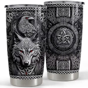 20oz Viking-Themed Stainless Steel Insulated Tumbler - Perfect Gift for Men, Ideal for Coffee & Travel/VKT-02