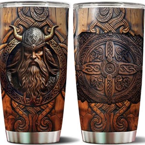 20oz Viking-Themed Stainless Steel Insulated Tumbler - Perfect Gift for Men, Ideal for Coffee & Travel/VKT-11
