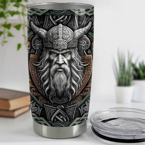 20oz Viking-Themed Stainless Steel Insulated Tumbler - Perfect Gift for Men, Ideal for Coffee & Travel/VKT-05