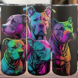 20oz Stainless Steel Insulated Mug with Pitbulls Theme - Keeps Drinks Hot or Cold for Hours, Perfect gift for dog lovers/DOT-04