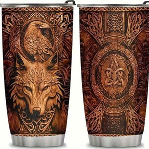 20oz Viking-Themed Stainless Steel Insulated Tumbler - Perfect Gift for Men, Ideal for Coffee & Travel/VKT-10