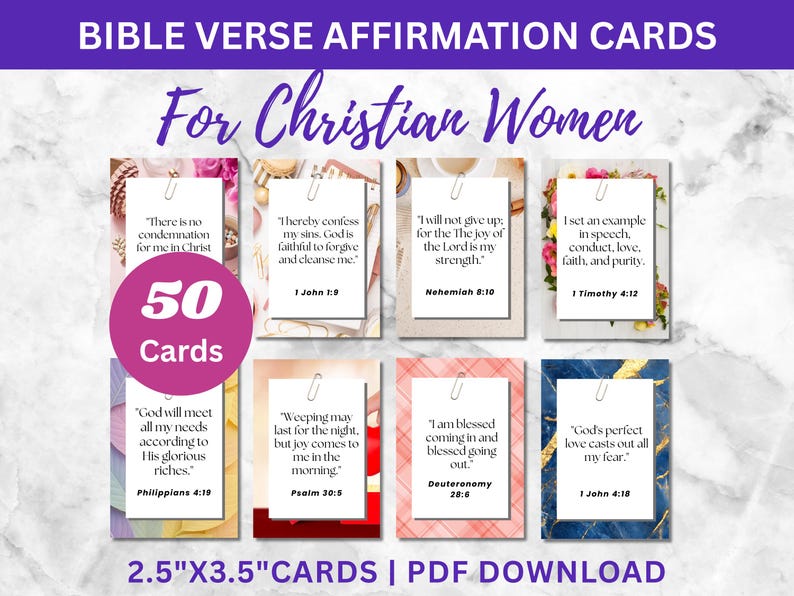 Bible Verse Affirmation Cards Printable for Christian Women ...
