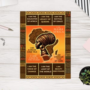 Afrika Wonder Woman presenteert inspirerende muurkunst, Afrika kaart Black Girl Art verjaardag beste cadeau voor moeder, cadeau voor oma
