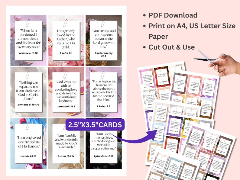 Bible Verse Affirmation Cards Printable for Christian Women ...