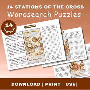 Stations of the Cross Word Search for Kids Catholic Lent Activity | 14 ...