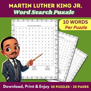 MLK Jr. Word Search Puzzle: Black History Activity (Digital Printable)