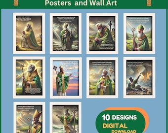 Stampe artistiche con citazioni di San Patrizio: decorazioni celtiche cristiane (download digitale)