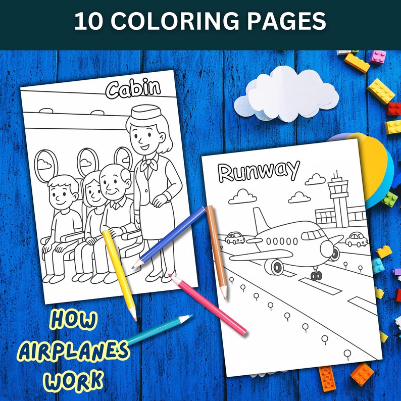 Airplane Coloring Pages: How Airplanes Work, Kids Aviation (PDF ...