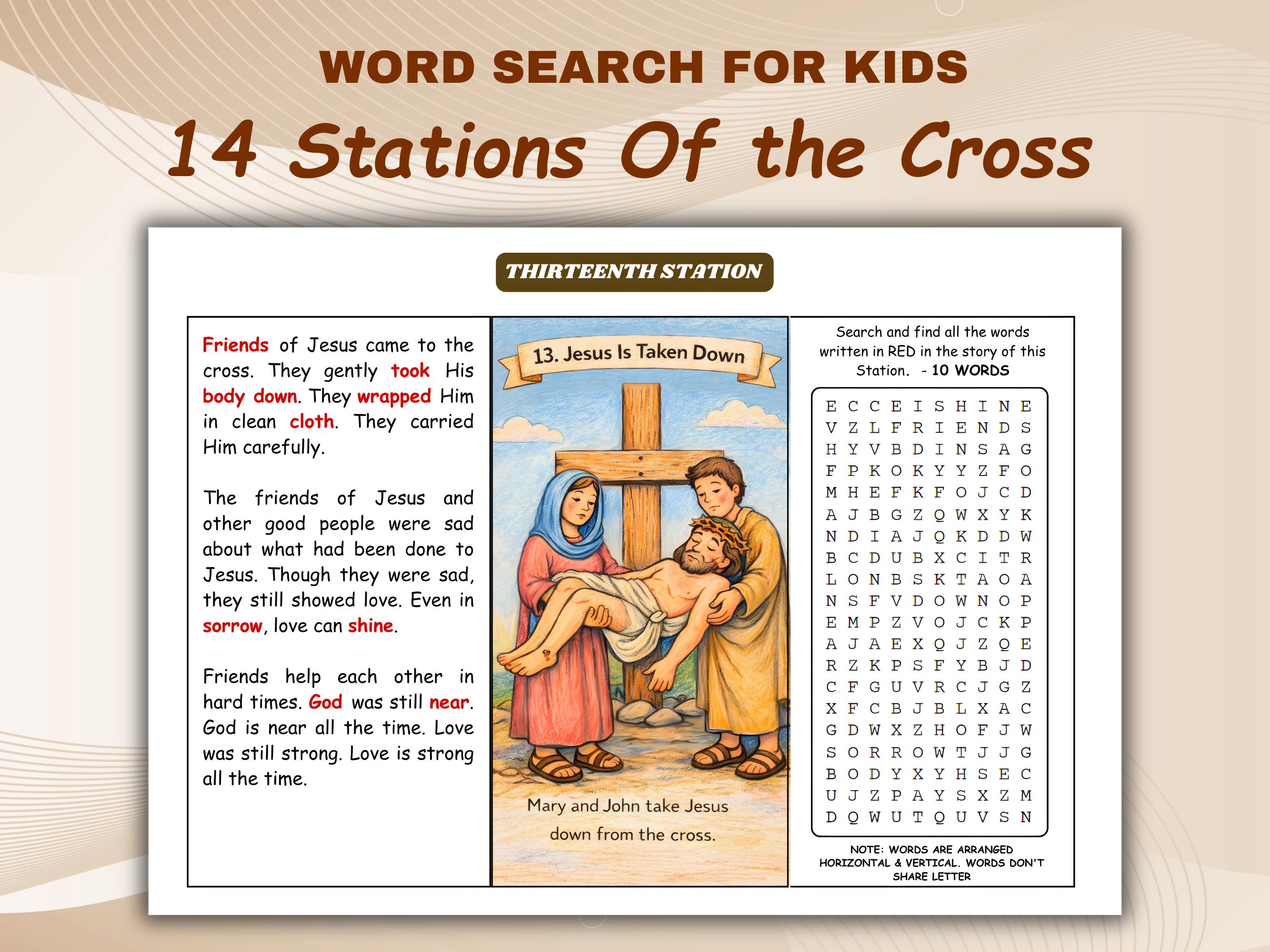 Sunday School Activity Printable | Stations of the Cross Word Search ...