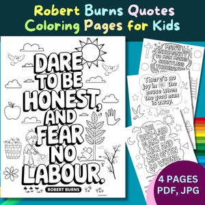 Robert Burns Quotes Colouring Pages for Kids: Burns Night Activity (PDF & JPG)