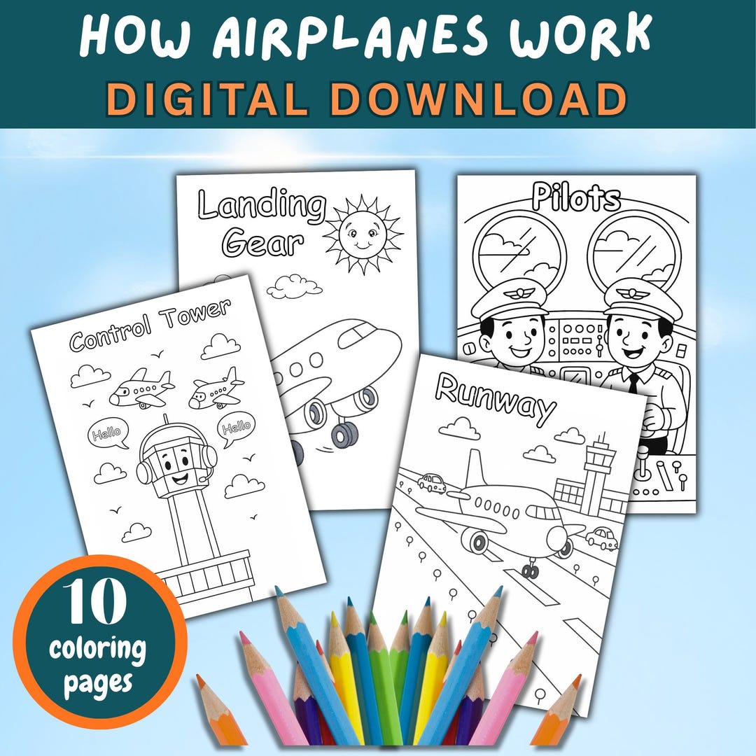 Airplane Coloring Pages: How Airplanes Work, Kids Aviation (PDF ...