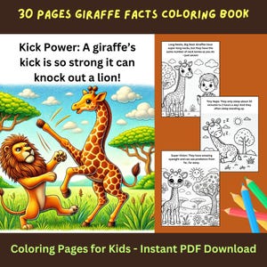 30 Giraffe feiten kleurboek voor kinderen, Giraffe kleurboek, Giraffe Life kleurplaten, kleurboek dieren, afdrukbare download