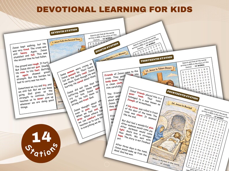 Stations of the Cross Word Search for Kids Catholic Lent Activity | 14 ...