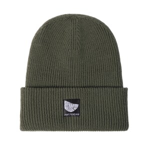 Amsterdam Recycled Beanie | Knallige Töne |  Umweltfreundliche 100% recycelte Mütze | Amsterdam City Map Aufnäher | Nachhaltige Wintermütze