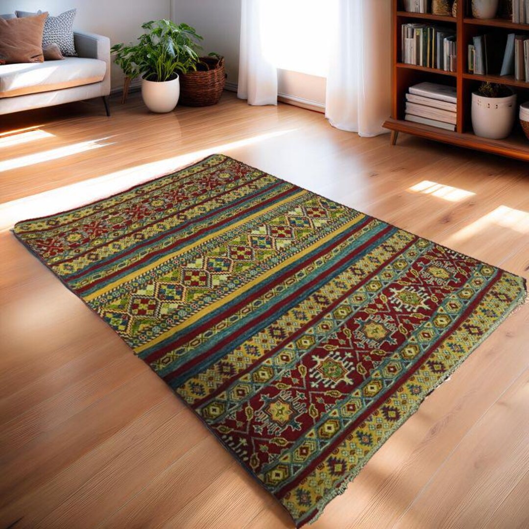 Nufc Rug 5x7 Handmade Afghani Khurjin Wool Rug Colorful Tribal Pattern Area ...