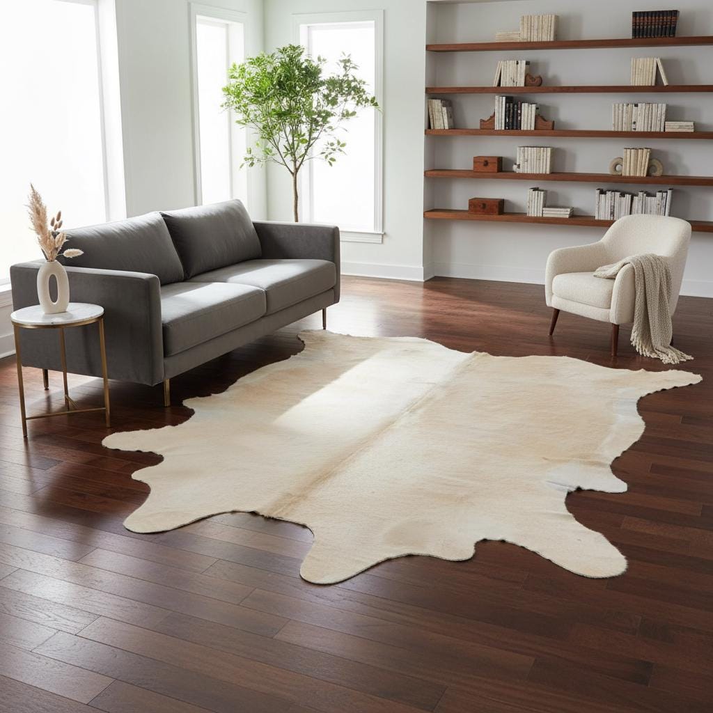 ベージュ牛革ラグ ベージュ牛革ラグ - Etsy 日本