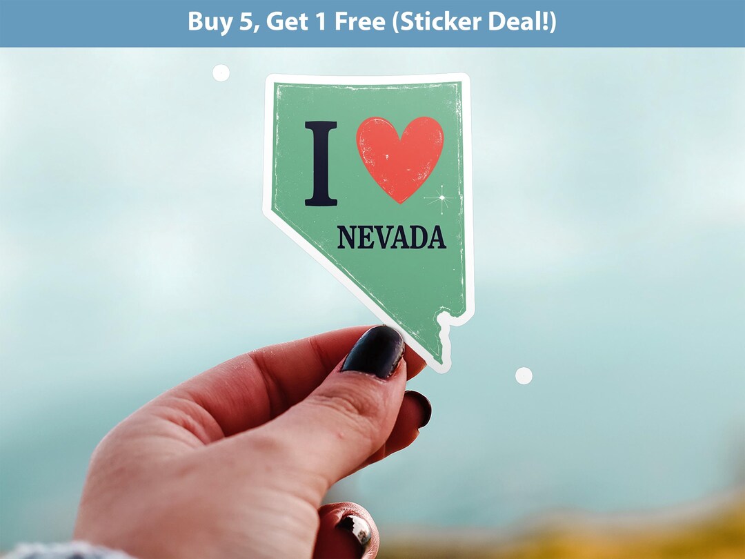 I Love Nevada Sticker, Vintage US States Vinyl Decal, Waterproof Decal ...