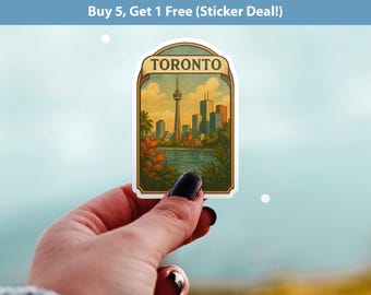 Toronto Canada Sticker, Vintage City Vinyl Decal, Retro Travel Lover Collection, Journal Scrapbook