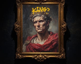Julius Caesar Modern Wall art, Roman Classical Oil Painting Graffiti Pop Art Print, Historic Portrait