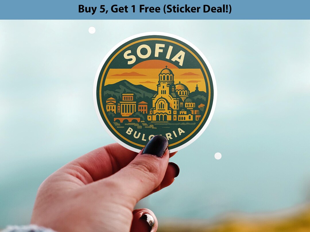 Sofia Bulgaria Sticker Kiss-cut Vinyl, Waterproof Decal, Retro Travel ...