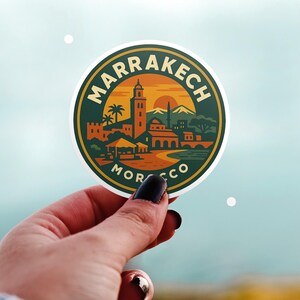 Marrakech Morocco Sticker Kiss-Cut Vinyl, Waterproof Decal, Retro Travel Lover Collection image 3