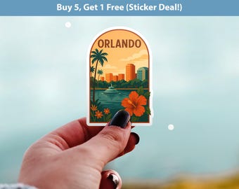Pegatina de Orlando, Florida, vinilo vintage de ciudad, colección para amantes de los viajes retro, diario y álbum de recortes.