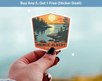 Prince Albert National Park Sticker, Vinyl Canada Saskatchewan, Retro Water Bottle Decal Hiking