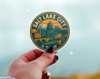 Salt Lake City Utah Kiss-Cut Vinyl, Waterproof Decal, US Retro Travel Lover Collection