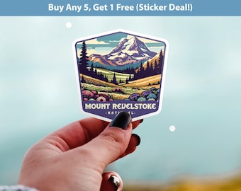 Mount Revelstoke National Park Sticker, Vinyl Canada British Columbia, Retro Water Bottle Decal Hiking