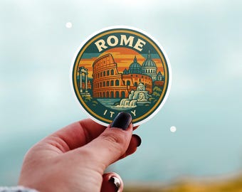 Rome Italy Kiss-Cut Vinyl, Waterproof Decal, Euro Retro Travel Lover Collection