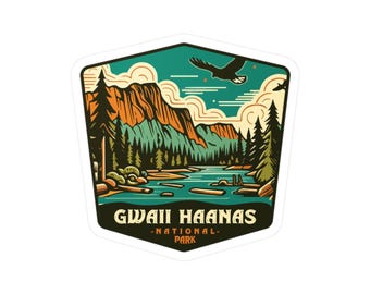 Gwaii Haanas National Park Sticker, Vinyl Canada British Columbia, Retro Water Bottle Decal Hiking