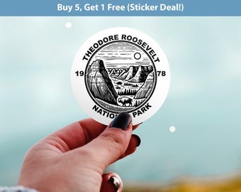 Theodore Roosevelt National Park Sticker, Kiss-Cut Vinyl, Waterproof USA Decal Badge Collection