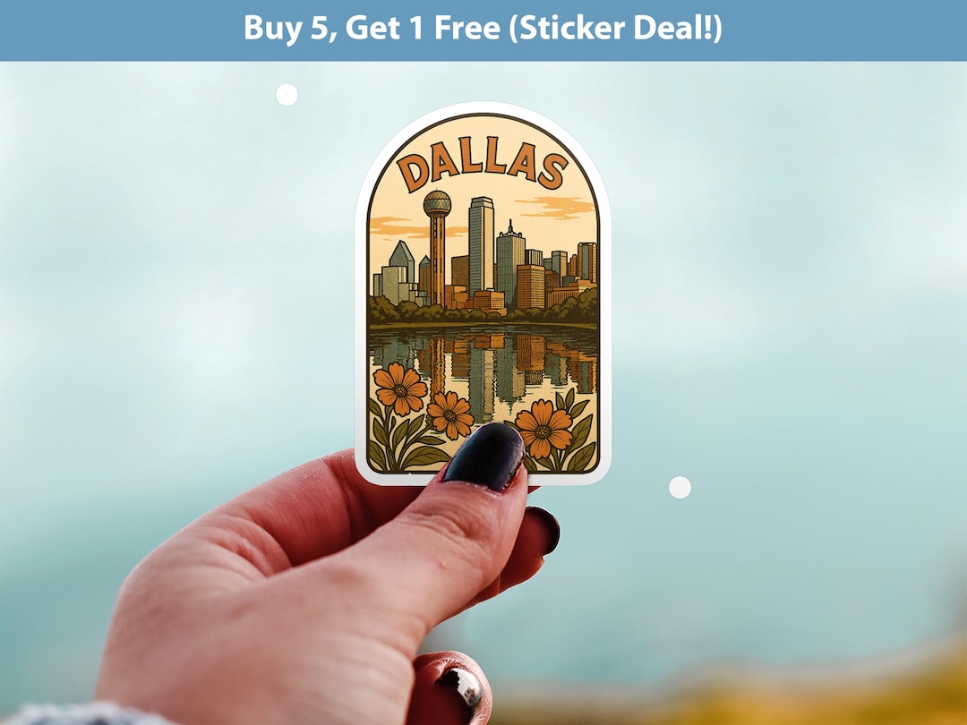 Small Dallas Sticker Dallas Texas Sticker, Vintage City Vinyl Decal, Retro Travel Lover ...