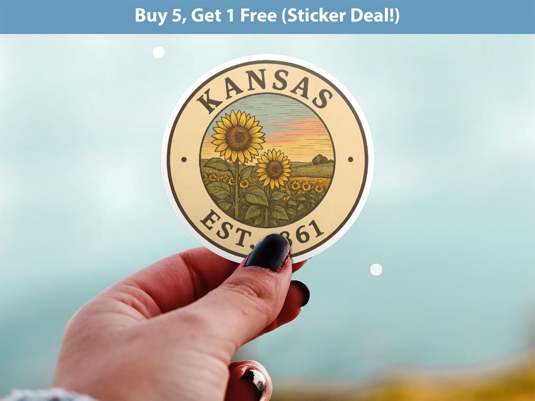 Kansas Stickers Kansas Sticker, Vintage US States Retro Decal, Waterproof Retro Travel ...