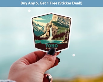 Yoho National Park Sticker, Vinyl Canada British Columbia, Retro Water Bottle Decal Hiking